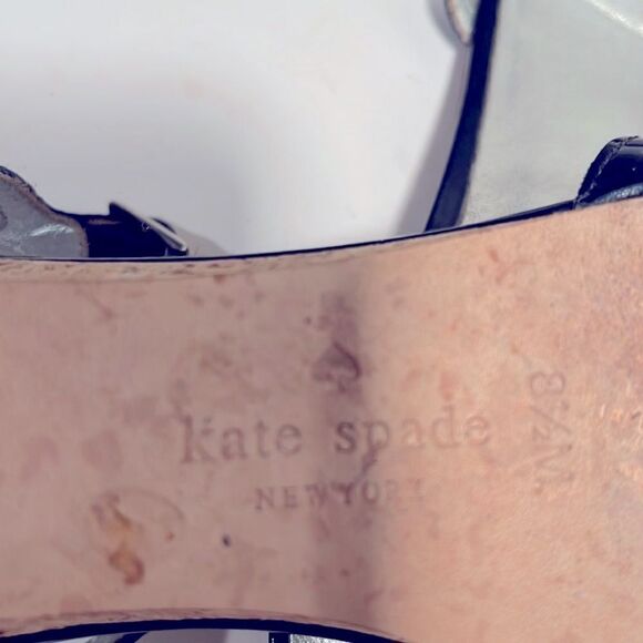 Kate Spade 1” leather wedge heels navy blue - Picture 12 of 12